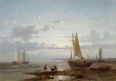 Beach Scene with Fishermen by Abraham Hulk